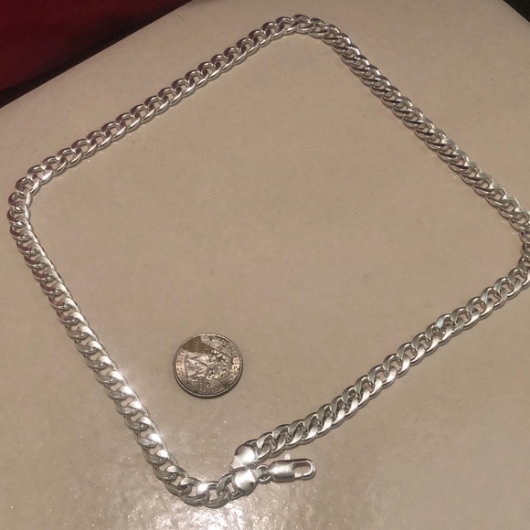 925 Sterling Silver Heavy Cuban Curb Link Chain - Picture 4 of 8